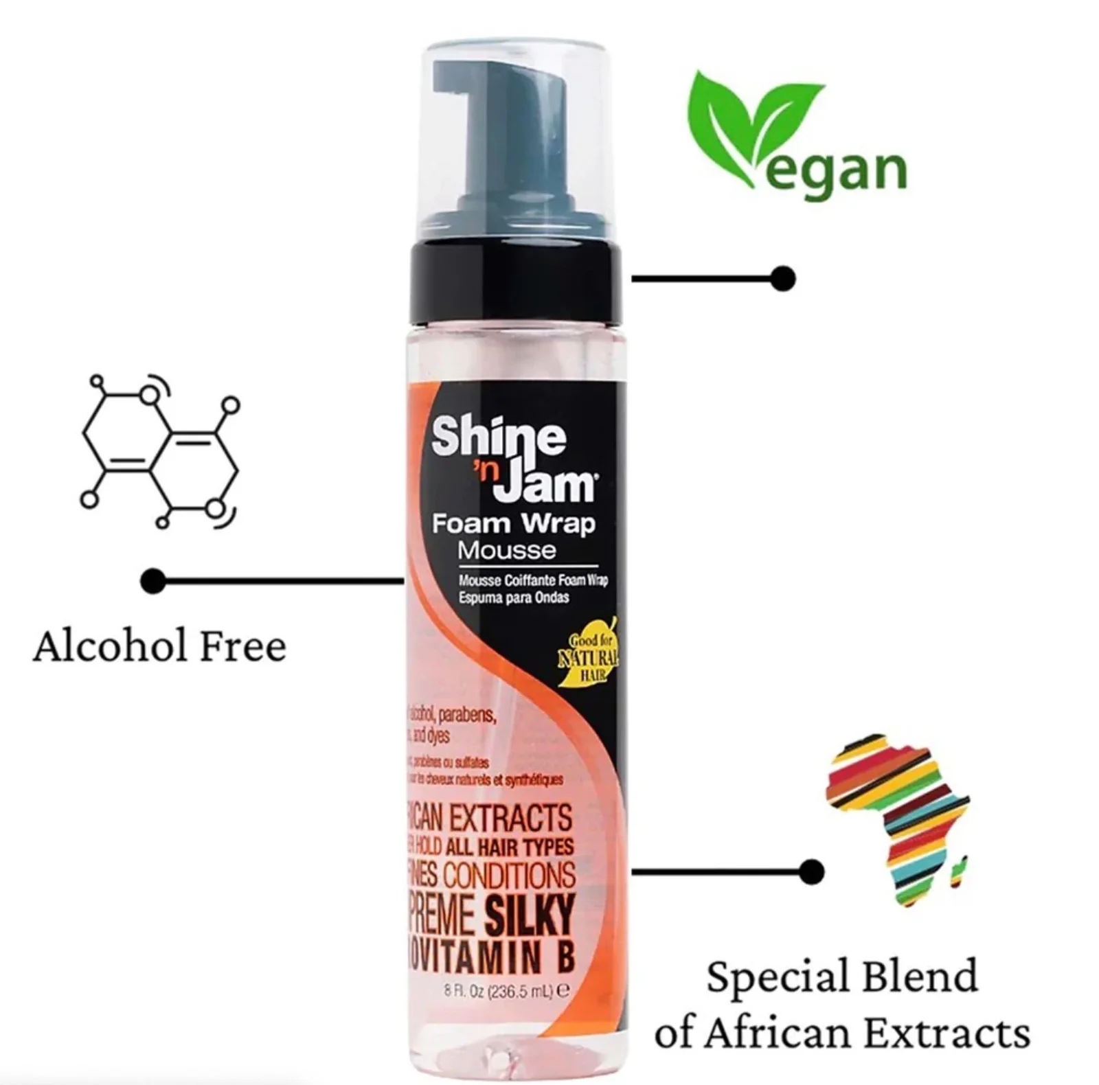 Ampro Shine ’n Jam Supreme Foam Wrap Mousse 8oz. - Image 2