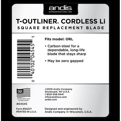 Andis Cordless T-Outliner Carbon Steel Li Square Blade (04545) - Image 2