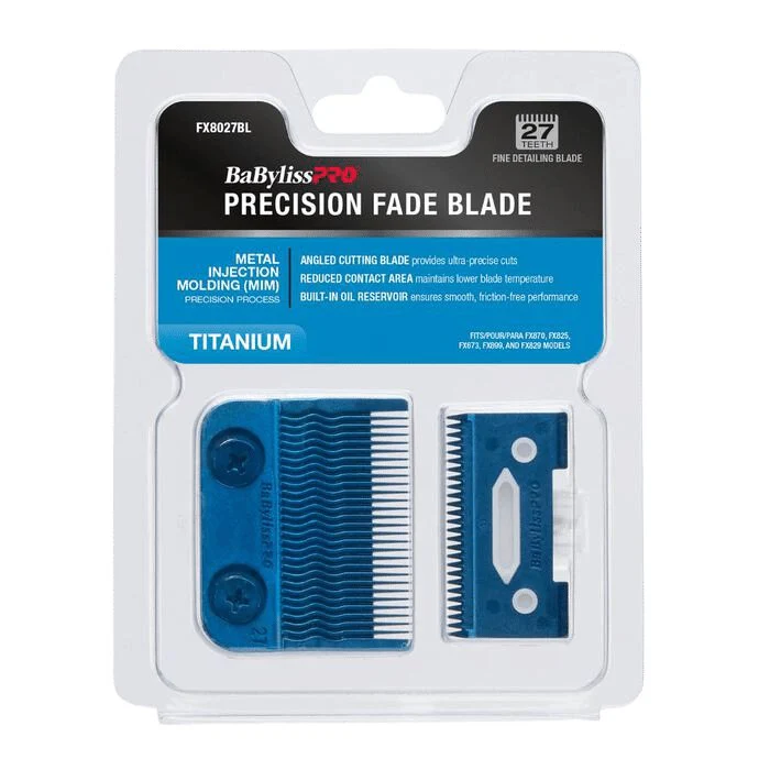 Babyliss Pro Blue Titanium Metal Injection Molded (MIM) Precision Fade Blade 27 Tooth #FX8027BL