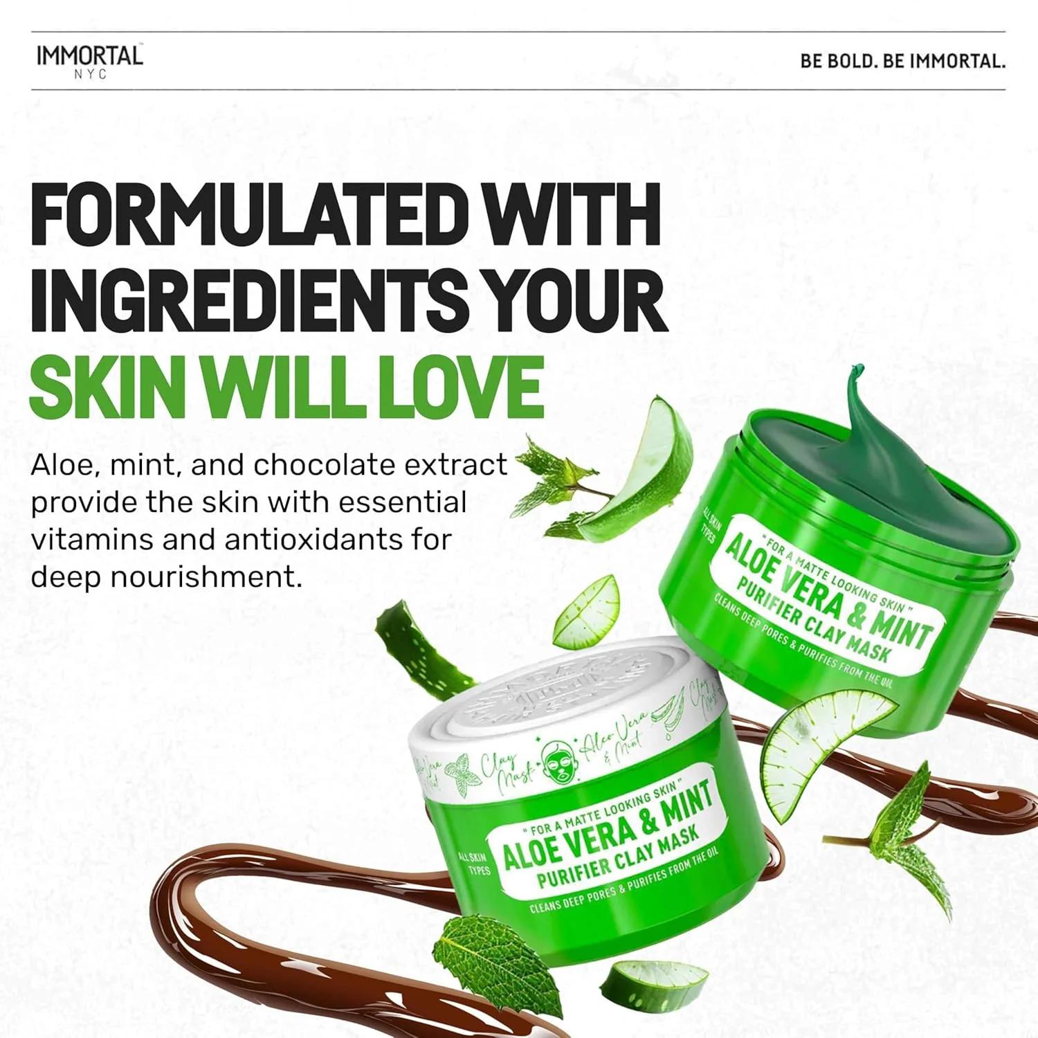 Immortal Infuse Aloe Vera & Mint Purifier Clay Mask 10.14 oz - Image 3