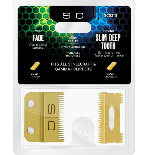 Stylecraft Gold Fade Blade W/Gold Slim Deep Tooth Cutter Set#SC521G - Image 2