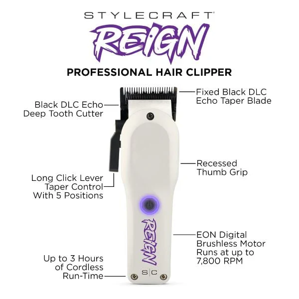 StyleCraft Reign Professional Hair Clipper – SC620W - Image 6