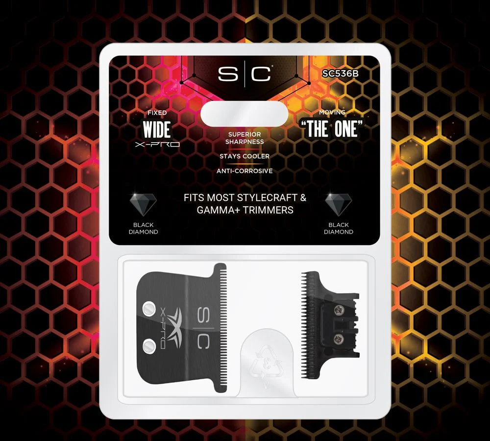 Stylecraft X-Pro Wide Black Diamond Fixed Blade with “The One” Cutter Trimmer Blade Set #SC536B